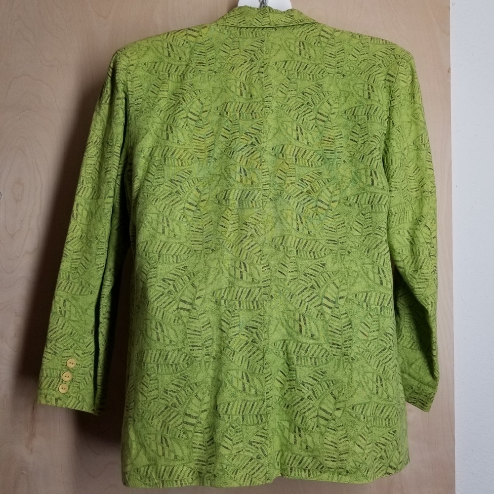 💚 Diane Gilman Vintage Blazer Foliage Print L 🎤 - Picture 4 of 9